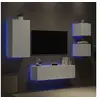 Image de Meubles TV Muraux avec Lumières LED 4 pcs, Armoires de Télévision Suspendues, Meubles Télé Flottants, Moderne, Blanc 3216881
