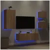 Image de Meubles TV Muraux avec Lumières LED 4 pcs, Armoires de Télévision Suspendues, Meubles Télé Flottants, Moderne, Chêne 3216883