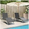 Image de Chaises longues lot de 2 avec table gris clair résine tressée, transat, lit de repos de jardin, meuble d'extérieur, 4002715