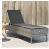 Image de Chaise longue avec coussin gris résine tressée, lit de bronzage, chaise longue d'extérieur, lit de jour d'extérieur, 4002721