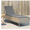 Image de Chaise longue avec coussin beige résine tressée, lit de bronzage, chaise longue d'extérieur, lit de jour d'extérieur, 4002722