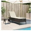 Image de Chaise longue avec table et coussin marron résine tressée, transat, lit de repos de jardin, meuble d'extérieur, 4002729