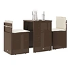 Image de Ensemble de bistro 3 pcs avec coussins marron résine tressée, ensemble de bistro de jardin, ensemble de balcon, 4003870