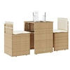 Image de Ensemble de bistro 3 pcs avec coussins beige résine tressée, ensemble de bistro de jardin, ensemble de balcon, 4003873
