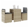 Image de Ensemble de bistro 3 pcs et coussins gris clair résine tressée, ensemble de bistro de jardin, ensemble de balcon, 4003874