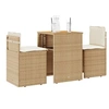 Image de Ensemble de bistro 3 pcs avec coussins beige résine tressée, ensemble de bistro de jardin, ensemble de balcon, 4003877