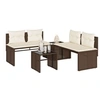 Image de Salon de jardin 4 pcs avec coussins marron résine tressée, ensemble de canapés d'extérieur, salon de jardin, ensemble 4003879