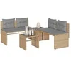 Image de Salon de jardin avec coussins 4 pcs beige résine tressée, ensemble de canapés d'extérieur, salon de jardin, ensemble 4003881