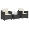 Image de Ensembles de chaises, canapés et tables de jardin resine tressee noir 3 pieces