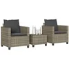 Image de Ensemble de bistro 3 pcs avec coussins gris résine tressée, ensemble de bistro de jardin, ensemble de balcon, 4003898