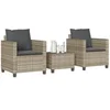 Image de 3-delige Bistroset met kussens poly rattan lichtgrijs4003901