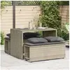 Image de Ensemble à manger de jardin 3pcs coussins gris clair poly rotin, ensemble de salle à manger d'extérieur, meuble de 4003907