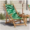 Image de Chaise pliable plage motif de feuilles bois d'eucalyptus/tissu, chaise longue, chaise d'extérieur, siège d'extérieur, 366562