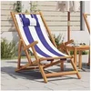Image de Chaise de plage pliable bleu et blanc bois d eucalyptus tissu