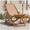 Image de Chaise pliable de plage taupe bois d eucalyptus massif et tissu