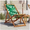 Image de Chaise pliable plage motif de feuilles bois d'eucalyptus/tissu, chaise longue, chaise d'extérieur, siège d'extérieur, 366566