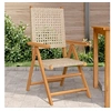 Image de Chaises de jardin lot de 2 beige bois massif d'acacia et rotin, siège de jardin, siège d'extérieur, chaise pliable, 367653