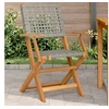 Image de Chaises de jardin lot de 2 gris bois massif d'acacia et rotin, siège de jardin, siège d'extérieur, chaise pliable, 367664