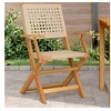 Image de Chaises de jardin lot de 2 beige bois massif d'acacia et rotin, siège de jardin, siège d'extérieur, chaise pliable, 367665