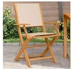 Image de Chaises de jardin lot de 2 beige bois d'acacia massif et tissu, siège de jardin, assise extérieure, chaise pliable, 367672