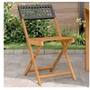 Image de Chaises de bistrot lot de 2 noir bois massif d'acacia et rotin, chaise de bistro d'extérieur, chaise pliable, chaise 367675