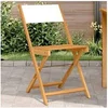 Image de Chaises de bistrot lot de 2 blanc crème bois acacia et tissu, chaise de bistro d'extérieur, chaise pliable, chaise de 367681