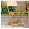 Image de Chaises de bistrot lot de 2 beige bois d'acacia massif et tissu, chaise de bistro d'extérieur, chaise pliable, chaise 367684