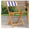 Image de Chaises de bistrot lot de 2 bleu/blanc bois acacia massif tissu, chaise de bistro d'extérieur, chaise pliable, chaise 367686