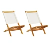 Image de Chaises de jardin lot de 2 blanc crème bois acacia massif tissu, siège de jardin, siège d'extérieure, chaise 367690