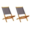 Image de Chaises de jardin lot de 2 anthracite bois acacia massif tissu, siège de jardin, siège d'extérieure, chaise 367691