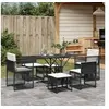 Image de Ensemble à manger de jardin coussins 7 pcs noir résine tressée, ensemble à manger d'extérieur, meuble à manger de 369009
