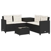 Image de Canapé de jardin avec table et coussins en forme de L noir, canapé d'extérieur, canapé d'extérieur en forme de L, 369027
