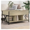 Image de Table Basse, Bout de Canapé avec Pieds Réglables, Table d'Appoint avec Rangement Salon Intérieur, Moderne, Chêne Sonoma Bois d'Ingénierie et Métal