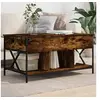 Image de Table Basse, Bout de Canapé avec Pieds Réglables, Table d'Appoint avec Rangement Salon Intérieur, Moderne, Chêne Fumé Bois d'Ingénierie et Métal