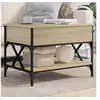 Image de Table Basse, Bout de Canapé avec Pieds Réglables, Table d'Appoint avec Rangement Salon Intérieur, Moderne, Chêne Sonoma Bois d'Ingénierie et Métal