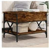 Image de Table Basse, Bout de Canapé avec Pieds Réglables, Table d'Appoint avec Rangement Salon Intérieur, Moderne, Chêne Fumé Bois d'Ingénierie et Métal