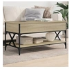 Image de Table Basse, Bout de Canapé avec Pieds Réglables, Table d'Appoint avec Rangement Salon Intérieur, Moderne, Chêne Sonoma Bois d'Ingénierie et Métal