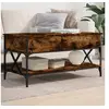 Image de Table basse chêne fumé 100x50x50 cm bois d ingénierie et métal