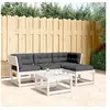 Image de Salon de jardin bois massif blanc 4 pieces 4 personnes