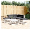 Image de Salon de jardin modulable bois massif blanc 5 pieces x 73 x 78 5 personnes