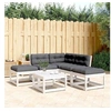 Image de Salon de Jardin avec Coussins 5 pcs, Canapés de Patio, Ensemble de Meubles, Mobilier de Terrasse Extérieur, Blanc 3216966