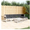 Image de Salon de Jardin avec Coussins 5 pcs, Sièges de Patio, Ensemble de Meubles, Mobilier de Terrasse Extérieur, Blanc Bois 3217006