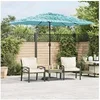 Image de vidaxl Parasol droit rectangulaire 300x200 cm toile polyester mat acier bleu