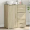 Image de Buffet, Armoire Latérale avec Tiroirs et Portes, Meuble de Rangement Salon Salle de Séjour Intérieur, Moderne, Chêne 840480