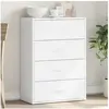 Image de Buffet, Armoire Latérale avec Tiroirs, Meuble de Rangement Salon Salle de Séjour Intérieur, Moderne, Blanc Bois 840499