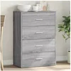Image de Buffet, Armoire Latérale avec Tiroirs, Meuble de Rangement Salon Salle de Séjour Intérieur, Moderne, Sonoma Gris Bois 840504
