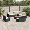 Image de Salon de Jardin avec Coussins 12 pcs, Canapés de Terrasse, Ensemble de Meubles de Patio, Mobilier d'Extérieur, Noir 3226091