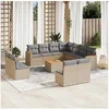Image de Salon de jardin modulable resine tressee beige 12 pieces x 61.5 x 69 11 personnes