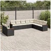 Image de Salon de Jardin avec Coussins 10 pcs, Canapés de Terrasse, Ensemble de Meubles de Patio, Mobilier d'Extérieur, Noir 3226112