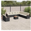 Image de Salon de Jardin avec Coussins 12 pcs, Canapés de Terrasse, Ensemble de Meubles de Patio, Mobilier d'Extérieur, Noir 3226133